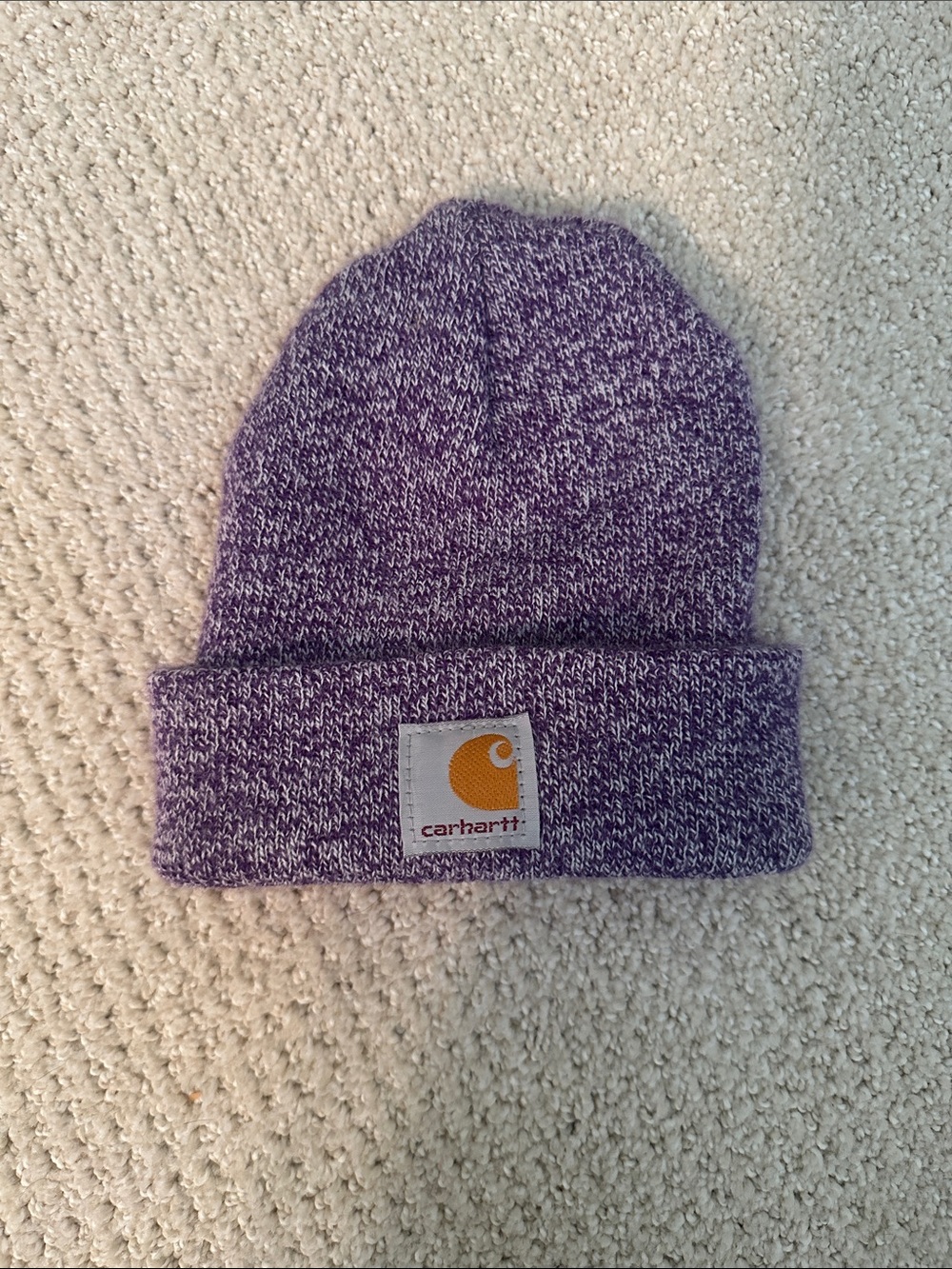 Carhartt Kids Heather Purple Cuffed Beanie with Logo Patch